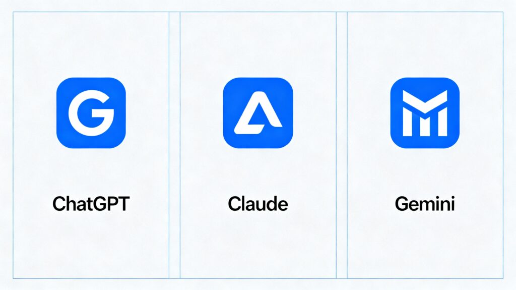 ChatGPT Claude Gemini AI assistants interface comparison